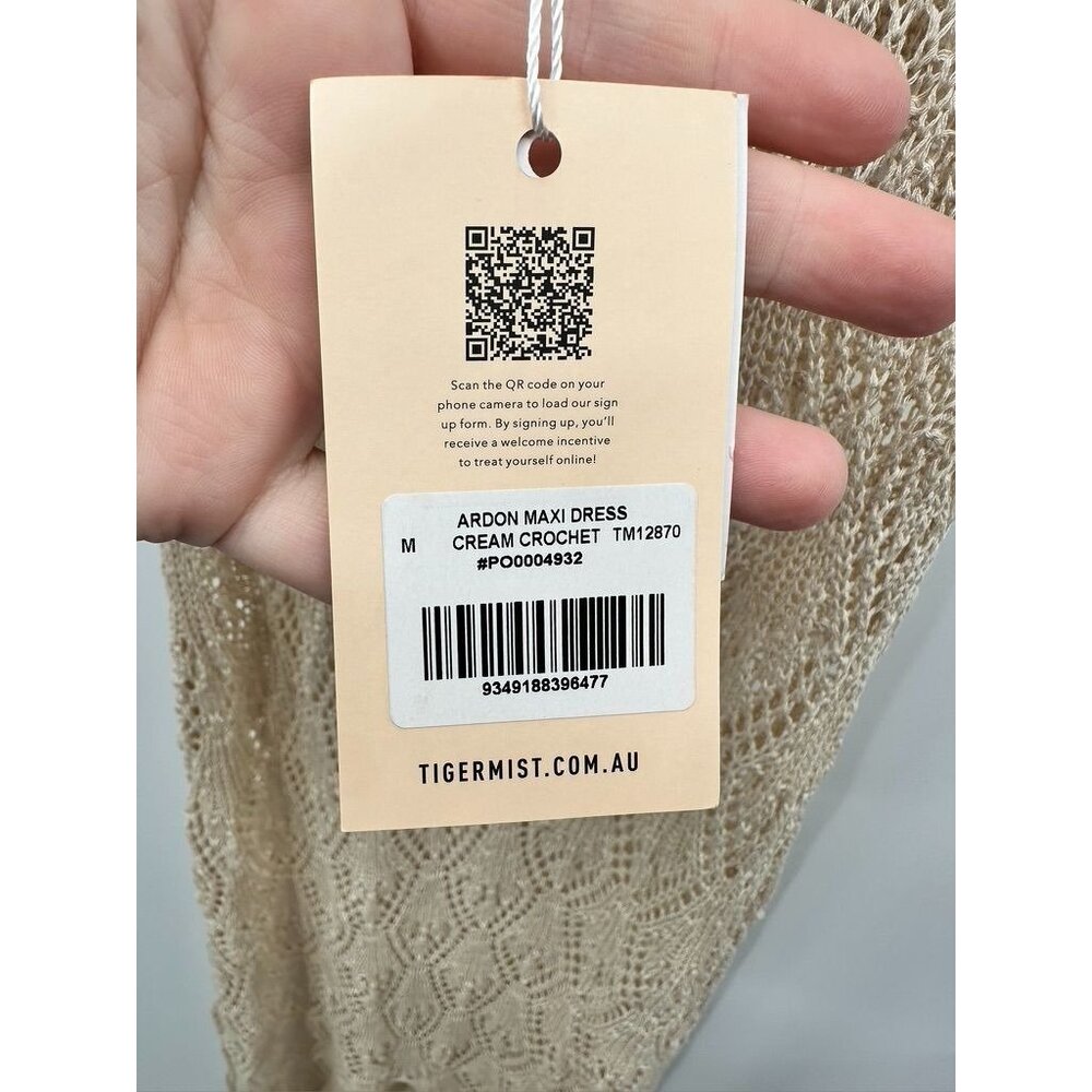 Ardon Maxi Dress Cream Crochet Tiger Mist Size M - Picture 7 of 8